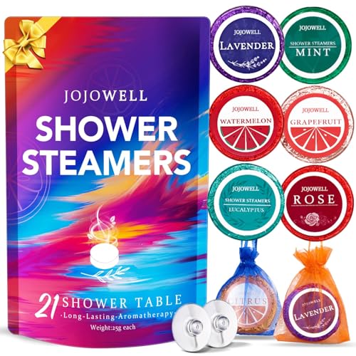 JoJowell Shower Steamers Aromatherapy - 21Pcs Shower Bombs Birthday Gifts for Women Essential Oil, Nasal Relief, Self Care, Mothers Day Gifts for Wife Mom from Daughter, Gifts for Her
