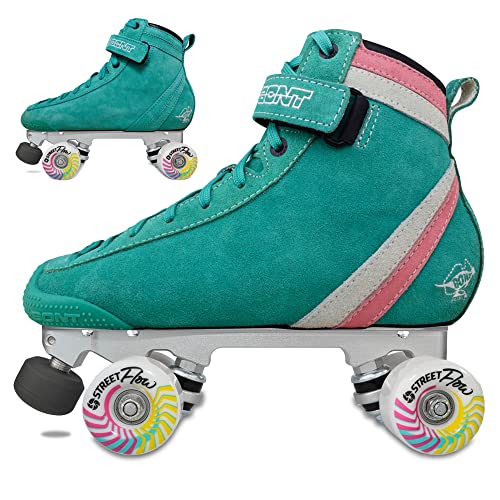 Bont Parkstar Soft Teal Suede Roller Skates for Park Ramps Bowls Street - Rollerskates for Outdoor and Indoor Skating (Soft Teal Solid, Bont 7.5)