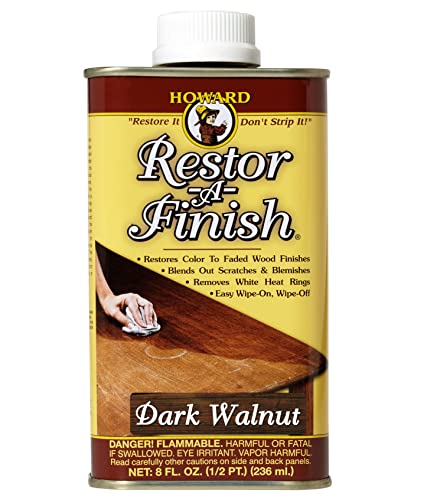 HOWARD - Restor-A-Finish: Restore Your Dark Walnut Wood Finishes Repair Scratches, Eliminate Stains, White Heat or Water Rings and More. Safe on Furniture, Trim, and All Finished Wood. Size: 8 Fl oz
