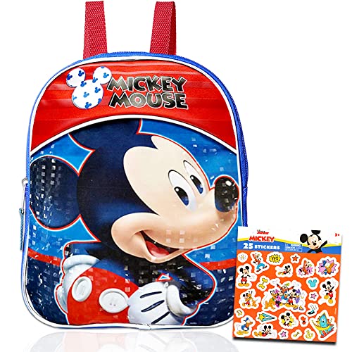 Disney Mickey Mouse Backpack Preschool Toddler - 11' Mini Mickey Mouse Backpack (Disney Preschool Supplies Bundle)