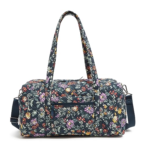 Vera Bradley Women's Cotton Medium Travel Duffle Bag, Fresh-Cut Floral Green, One Size