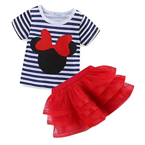Mud Kingdom Toddler Girls' Cartoon Cute Set T-Shirt and Tutu Skirt Outfit 24 Months Red