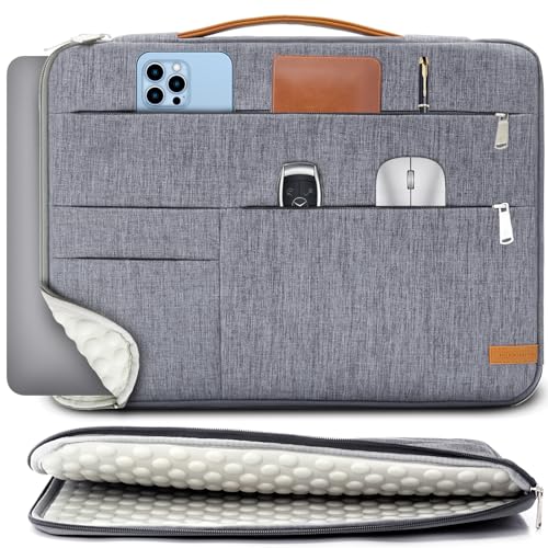 KINGSLONG 17-17.3 inch Laptop Sleeve Bag,Slim Shockproof Handbag Carrying Case Notebook Computer Cover Fit for Acer Asus Dell HP Grey