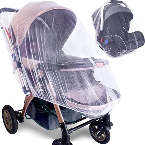 Mosquito Net for Stroller (2 Pack) - Durable Baby Stroller Mosquito Net - Perfect Bug Net for Strollers, Bassinets, Cradles, Playards, Pack N Plays and Portable Mini Crib (White) …