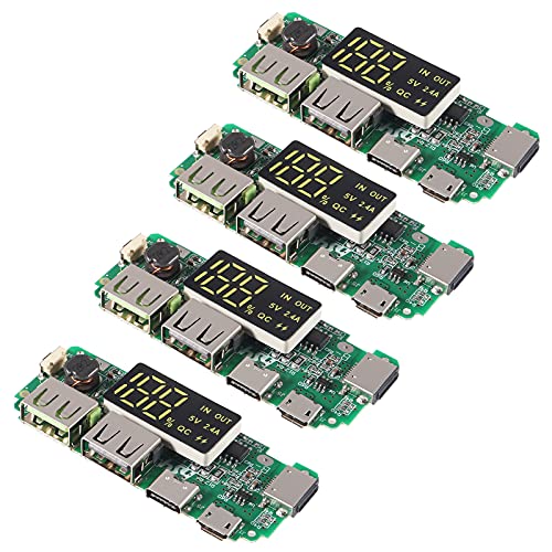 UMLIFE 4pcs 18650 Charging Board ，Dual USB 5V 2.4A Mobile Power Bank Module 186 50 Lithium Battery Charger Board with Overcharge Overdischarge Short Circuit Protection DIY USB Power Bank Board