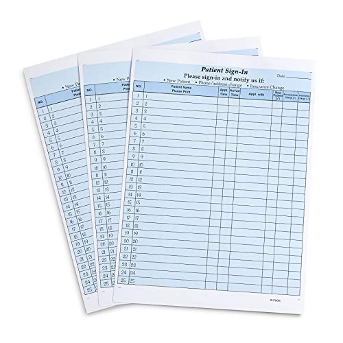 Blue Summit Supplies 125 Patient Sign in Sheets, HIPAA Compliant, Peel Off Adhesive Labels Carbonless 3 Part Forms with, for Privacy in Doctor, Medical, Dental Office, Blue, 125 Pack