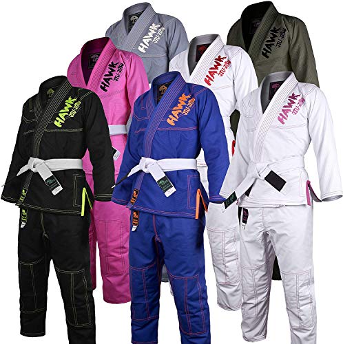 Brazilian Jiu Jitsu, Kids Jiu Jitsu Gi Children BJJ Gi Grappling Kimonos Lightweight with Free White Belt (K3, Black)