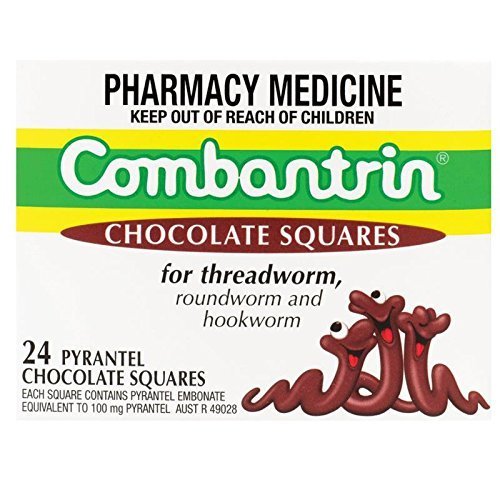 Combantrin Chocolate Squares 24 Worming Treatment for Children and Adults - Made in Australia