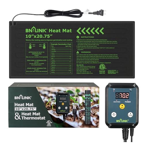 BN-LINK Durable Seedling Heat Mat Heating Pad 10' x 20.75' with Digital Thermostat Controller Combo Set Waterproof for Indoor Seed Starting and Plant Germination