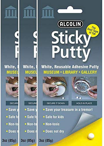 Alcolin Sticky Putty Reusable Museum & Gallery Quality Adhesive Putty, 3 Pack - 9oz