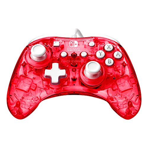 PDP Rock Candy Wired Gaming Switch Pro Controller - Stormin Cherry Red / Clear- Licensed by Nintendo - OLED Compatible - Compact, Durable See Through Travel Controller - Holiday & Birthday Gifts