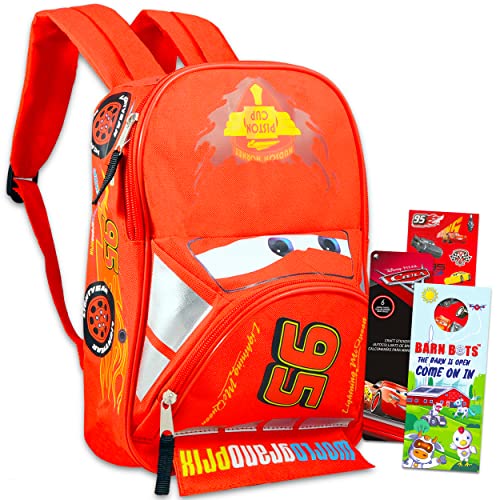 Disney Cars Mini Backpack for Kids Boys ~ Premium 12' Lightning McQueen School Bag with Stickers (Disney Pixar Cars School Supplies Bundle)