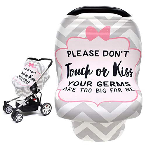 Metplus No Touch Sign Car Seat Cover for Babies, Mom Nursing Covers Breastfeeding Scarf, Multi Use Infant Carseat Canopy for Newborn Carrier/Stroller/Shopping Cart, Baby Shower Gifts for Boy Girl