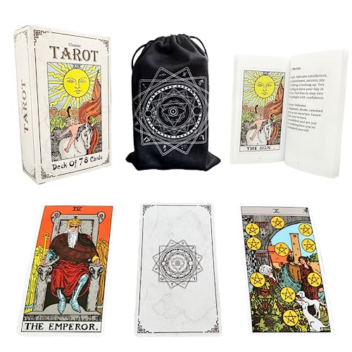 KUCHERI 78Pcs Classic Tarot Cards Deck with Colorful Guidebook, Original Tarot Card for Beginners, Beginner Board Game, Fortune Telling Game, Tarot Deck Set