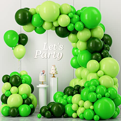 Green Balloon Garland Arch Kit, Kelfara Latex Balloons 109pcs Different Sizes 18/10/12/5 Inch, Party Balloons for Wedding Graduation Anniversary Green Jungle Forest Themed Birthday Party Decorations