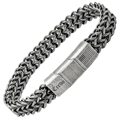 iHeartDogs Hero Company Link Bracelet for Men - Knight's Creed 'Believe' Credo Chain Bracelet