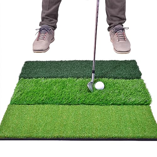 GoSports Tri-Turf XL Golf Practice Hitting Mat - Huge 24 Inch x 24 Inch for Optimal Practice