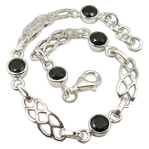 SilverStarJewel Black Onyx Bracelet 19.6 cm 925 Sterling Silver Art Gift