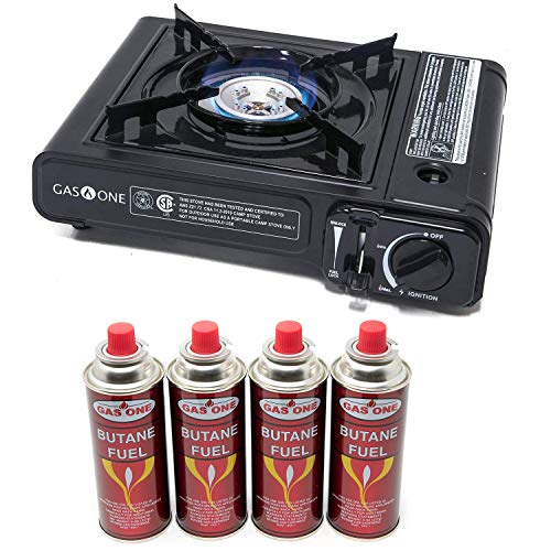 Gas ONE Butane Gas Stove with 4 Butane Fuel Canister Catridge