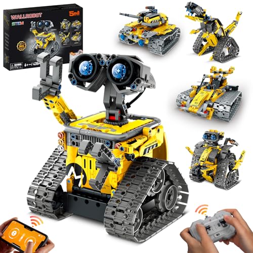 Mibido 5in1 Remote & APP Controlled Robot Dinosaur Building Kit, Educational STEM Projects Coding Set Creative Gifts for Kids Aged 6 7 8 9 10 11 12+, New 2024 (435 Pieces)