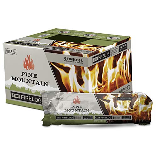 Pine Mountain Traditional 4-Hour Firelog, 6 Logs Long Burning Firelog for Campfire, Fireplace, Fire Pit, Indoor and Outdoor Use
