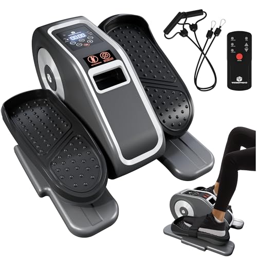 Under Desk Elliptical Machine - Electric Seated Foot & Leg Pedal Exerciser for Home Workout & Seniors - Elliptical Equipment with LCD Display Monitor, 12 Speeds & Remote Control - Compact Strider
