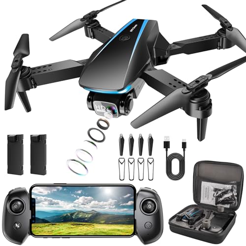 RADCLO Mini Drone with Camera - 1080P HD Foldable Drone with Stable Hover, Gravity Control, Auto-Follow, Trajectory Flight, 90° Adjustable Lens, One Key Take Off, 2 Batteries, Drones for Adults Kids