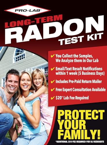PRO-LAB Long-Term Radon Test Kit for Home - EPA Approved with Advanced Alpha Track Detection Technology - Comprehensive Radon Monitoring - 20 Lab Fee Required - Reliable & User-Friendly Solution