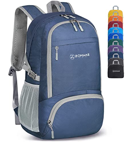 ZOMAKE Lightweight Packable Backpack 30L - Foldable Hiking Backpacks Water Resistant Compact Folding Daypack for Travel(Navy Blue)