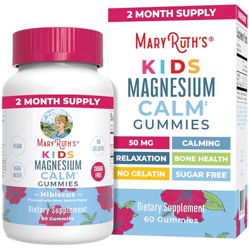 MaryRuth Organics Kids Magnesium Citrate Gummies by MaryRuth's | 2 Month Supply | Sugar-Free | Calm Magnesium Gummies for Kids 2+ | Bone Health | Calcium Absorption | Vegan | 60 Count