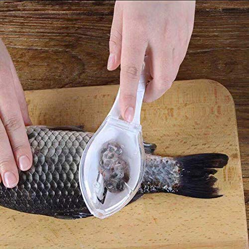 Fast Remove Fish Skin Brush Plastic Fish Scales Graters Scraper Easy Kitchen Cleaning Tool (White)