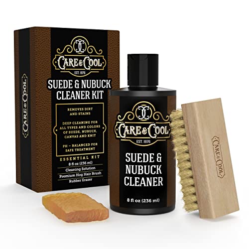 Care & Cool Suede and Nubuck Cleaner Kit (8 oz) Restores Color & Vibrancy to Shoes Clothes, and Furniture (Essential Kit)