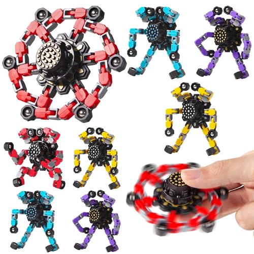 Gokeey Easter Basket Stuffers Transformable Fidget Spinners 8 Pcs for Kids and Adults Stress Relief Sensory Toys for Boys and Girls Fingertip Gyros for ADHD Autism for Kids Easter Gifts(Fingertoy-8pc)