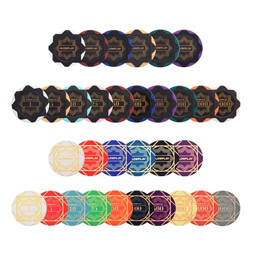 SLOWPLAY Poker Chip Sample Set | Nash Clay Poker Chips & Ceramic Poker Chips | Numbered Chips, Blank Chips | 50pcs per Pack