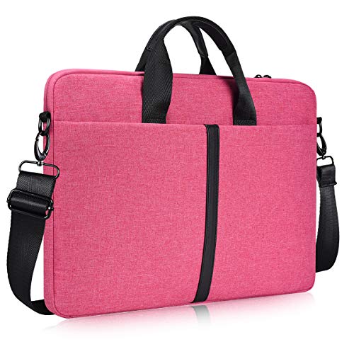 14-15 Inch Laptop Sleeve Shoulder Bag Men Women Briefcase Handbag for HP Pavilion X360/Chromebook 14', Lenovo Flex 5 14, ASUS Chromebook 14, Acer Dell Inspiron 14 5481 5482 14' Carrying Case, Hot Pink