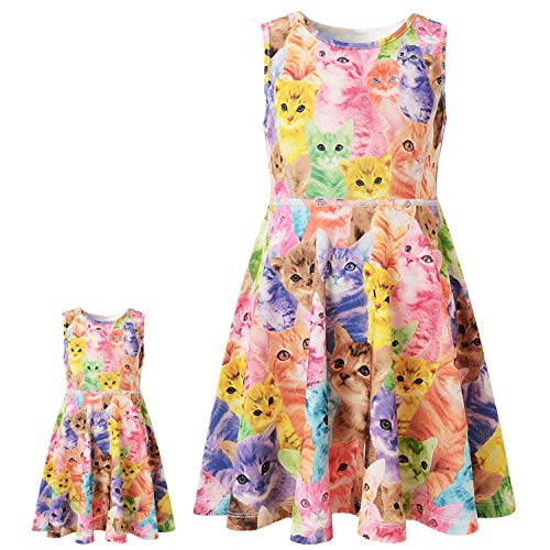 Sleeveless Cat Dresses for Toddler Girls Casual Summer Sun Dresses 7 16