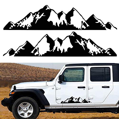 TOMALL 1 Pair 29.7'' Mountains Stickers Decal for Car Body Door Side Auto Snow Mountains Graphic Vinyl Decal Decoration for SUV Truck Off-Road Vehicles Universal Long Size Stickers Accessories (Black)