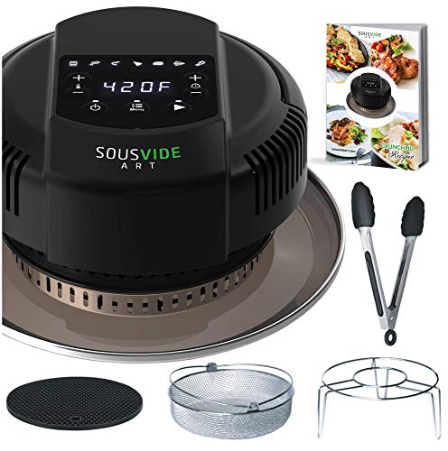 Sousvide Art 7-in-1 Instant Pot Air Fryer Lid 8 qt, 7 Presets - Instant Pot Pressure Cooker Attachment - Cooking Pots - Airfyer Accessories Combo Includes Basket, Rack, Mat, Tongs, Cookbook