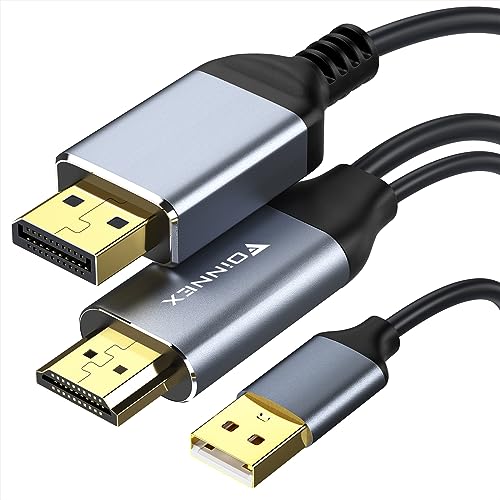 FOINNEX HDMI to DisplayPort Cable, 6.6FT HDMI to DP Cord Supports 4K@60Hz/2K@144Hz Compatible with Computer, Monitor and PS3, Xbox