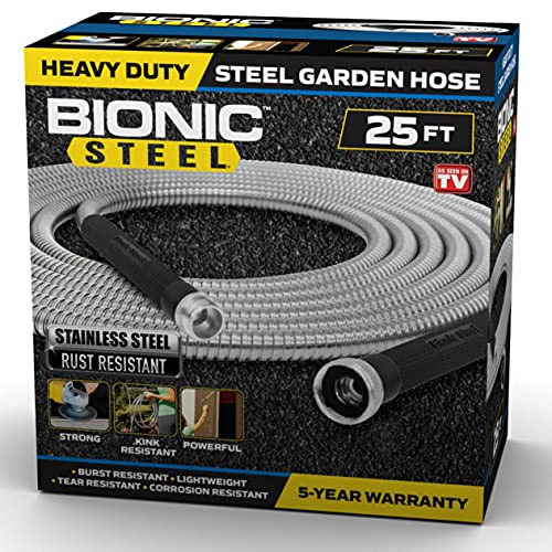 Bionic Steel Rust-Proof Metal Home Garden Hose (25 Feet)