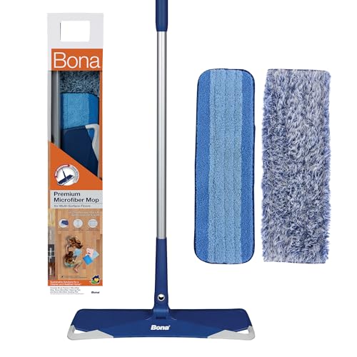 Bona Premium Microfiber Floor Mop for Dry and Wet Floor Cleaning - Includes Microfiber Cleaning Pad and Microfiber Dusting Pad - Dual Zone Cleaning Design for Faster Cleanup