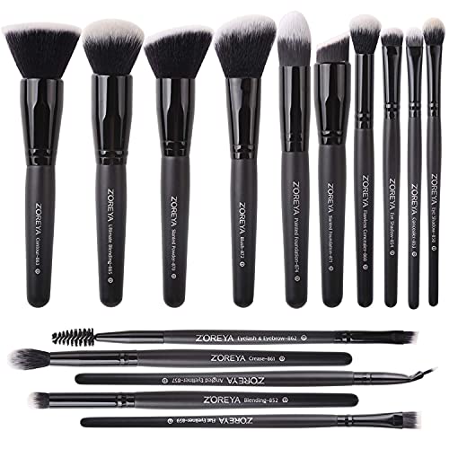 Raffaello Makeup Brushes 15Pcs Makeup Brush Set Premium Synthetic Powder Foundation Contour Blush Concealer Eye Shadow Blending Liner Make Up Brush Kit