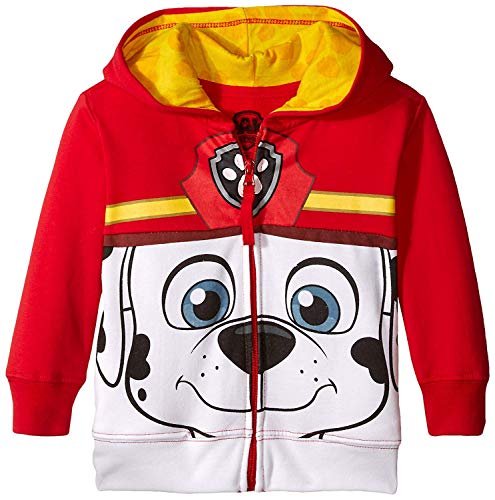 Nickelodeon Toddler Boys' Paw Patrol Character Big Face Zip-Up Hoodies, Marshall Red, 4T