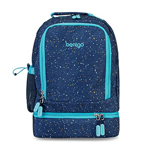 Bentgo Kids 2-in-1 Backpack & Insulated Lunch Bag - Confetti Designed 16” Backpack for School & Travel -, Durable, Water Resistant, Padded, & Large Compartments (Confetti Edition - Abyss Blue)