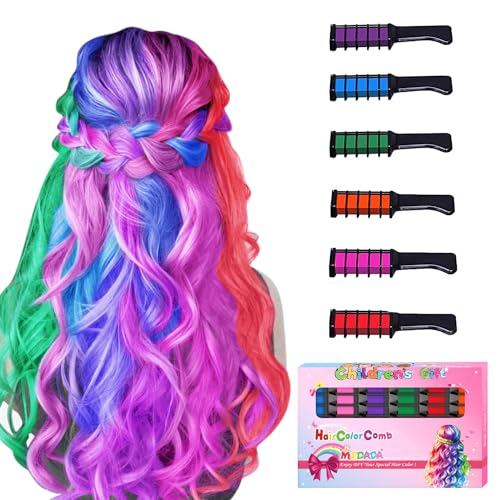 New Hair Chalk Comb Temporary Hair Color Dye for Girls Kids, Washable Hair Chalk for Girls Age 4 5 6 7 8 9 10-12 Birthday Christmas Cosplay Hair DIY Party
