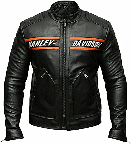 Bill Goldberg Classic Men's Harley Davidson Black Leather Motorcycle Jacket (XL)