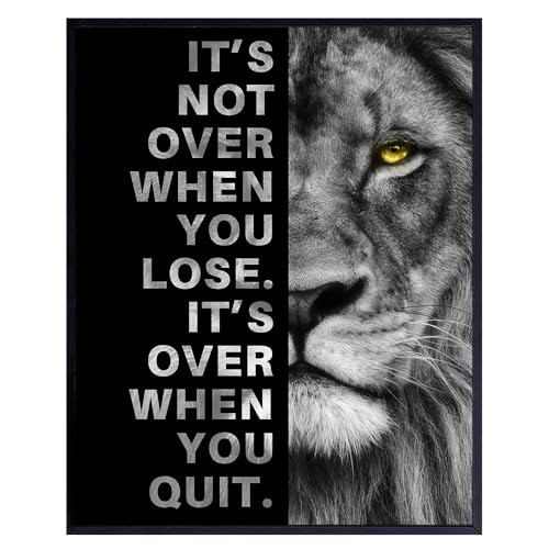 Office Wall Art For Men 11x14 - Inspirational Wall Decor - Motivational quote - positive affirmation Wall Art - Gym Motivation Poster - Man cave Wall Decorations - Lion Wall Decor - LARGE Unframed