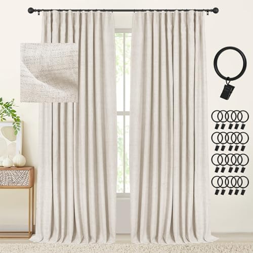 INOVADAY Cream Blackout Curtains 84 Inches Long, 100% Full Light Blocking Thermal Insulated Room Darkening Curtains & Drapes for Bedroom Living Room + 20 Curtain Ring Clips - Cream W50”xL84”