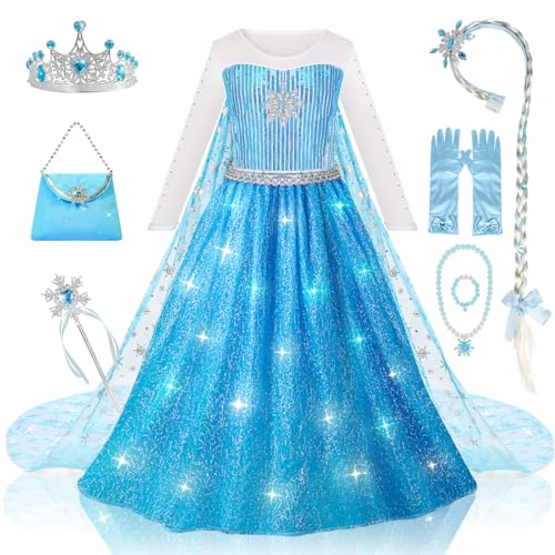 Meland Princess Dresses for Girls - Princess Costume with Long Cape for Cosplay, Dress Up Clothes for Little Girls Age 3,4,5,6,7,8 Year Old(3-4 Years)