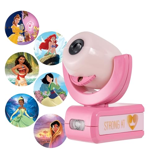 Projectables Disney Princess LED Kids Night Light, Projector, Plug-In, Dusk-to-Dawn Sensor, Belle, Jasmine, Ariel, Moana, Tiana & Mulan, Pink, 11738